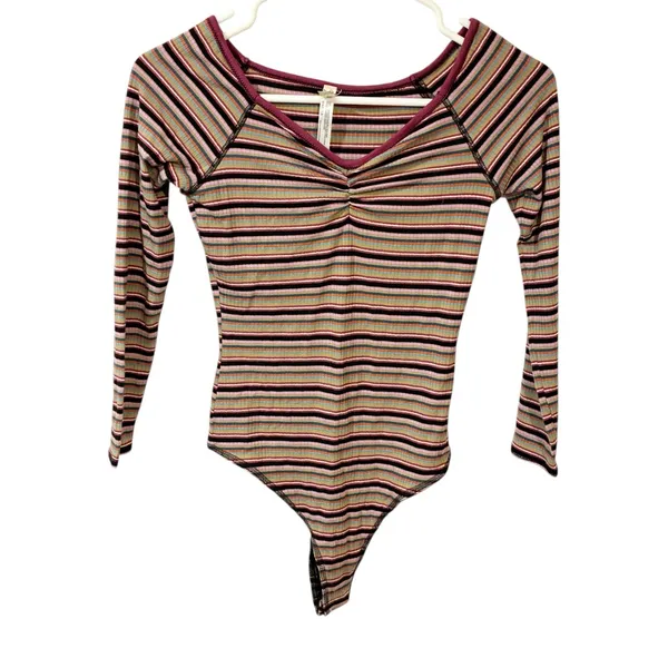 Free People Intimately Women's Put A Stripe On It Thong‎ Bodysuit Size XS - Image 2