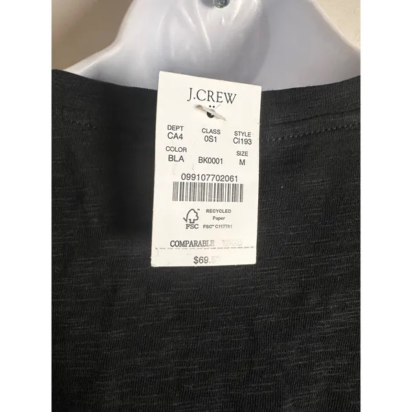 J.Crew Womens‎ Black Cotton Slub Knit Belted Cap Sleeve T-Shirt Dress CI193 M - Image 6