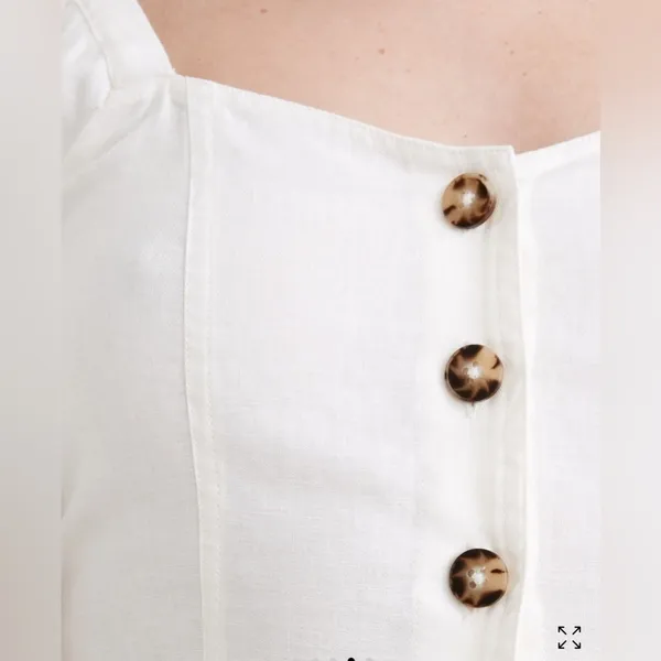 Madewell Linen-Cotton Puff-Sleeve Mini Dress size 6 NWT IVORY COLOR - Image 6