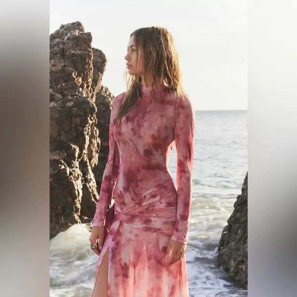 NWT Bardot Lea Tie Dye Mesh Long Sleeve Dress Extra Small - Image 4