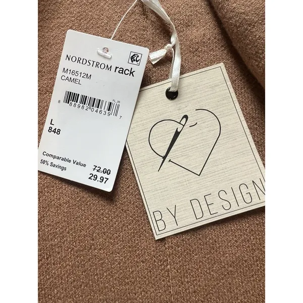 By Design Camel Long Open Front Coatigan Cardigan Pockets L M16512M Minimalist - Image 8