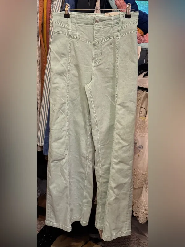 NWT Free People We The Free Libre Wide-Leg Jeans - Cameo Green Turquoise - 27 - Image 7