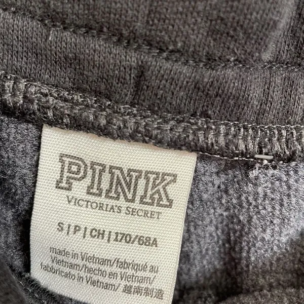PINK Victorias Secret dark gray/black/white logo comfy sweatpants, size S GUC - Image 3
