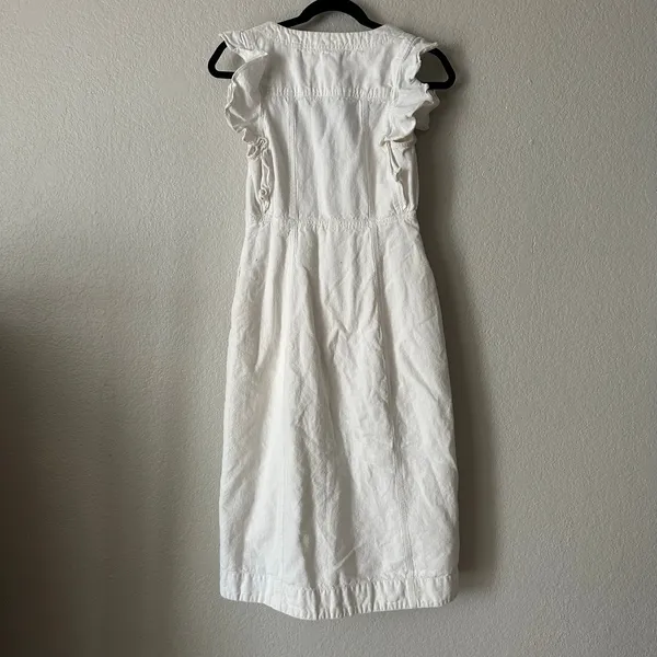 Pilcro Anthropologie Ruffled Scoop Neck Button Down Linen Midi Dress 2 - Image 7