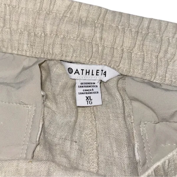 Athleta Retreat High Rise 100% Linen Ankle Pants Undyed Size XL Pull On Neutral - Image 9