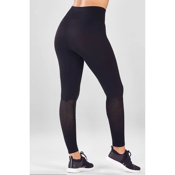 Fabletics Women’s High Waisted Seemless Black Leggings‎ Mesh Pattern Gym Size XL - Image 3