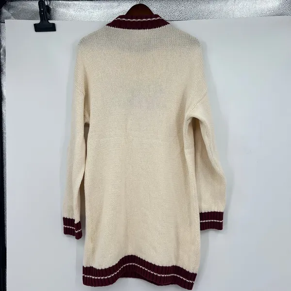 Anthropologie Callahan bodie mini dress SKI cream & burgundy chunky knit medium - Image 3