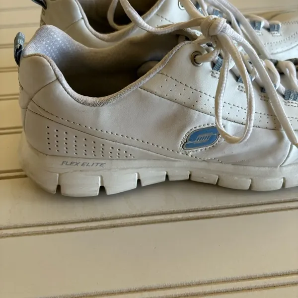 Skechers Flex‎ Elite Sneakers Size 9 Womens White Leather Walking Shoes 11798EW - Image 7