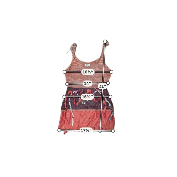 Crochet Tank Tunic Rust Brown Multicolor Ribbon Boho Hippie Eclectic L Z Ba - Image 5