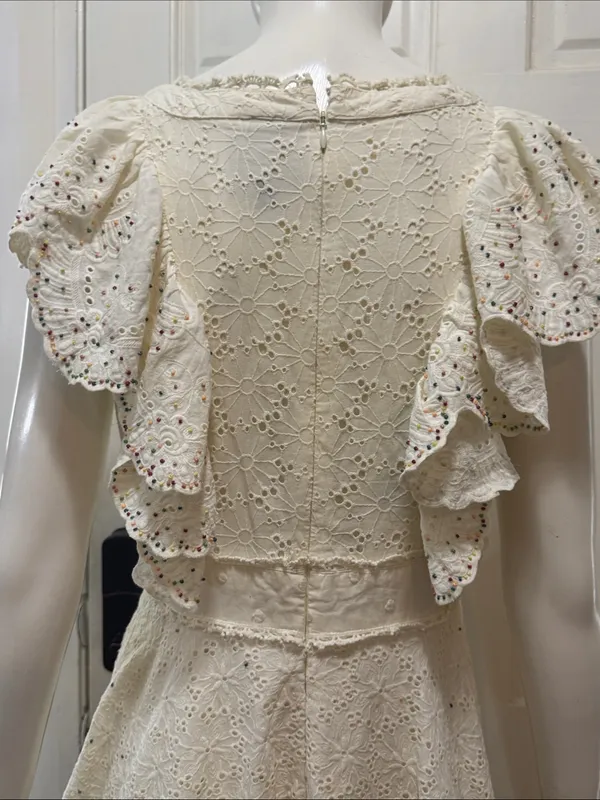 Farm Rio Cotton Beaded Eyelet Mini Dress Size small - Image 12
