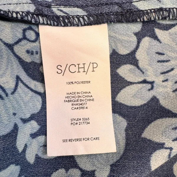 Cabi‎ Java Blue Floral Drawstring Waist Midi Dress Size Small S Sleeveless - Image 5