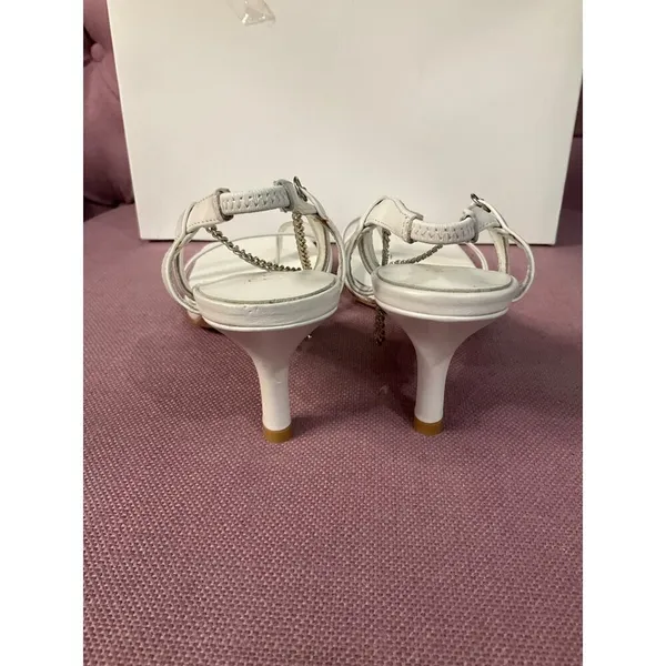 RAYE Margaret Chain Strap Square Heels in White Leather 8 New Womens Sandals - Image 7
