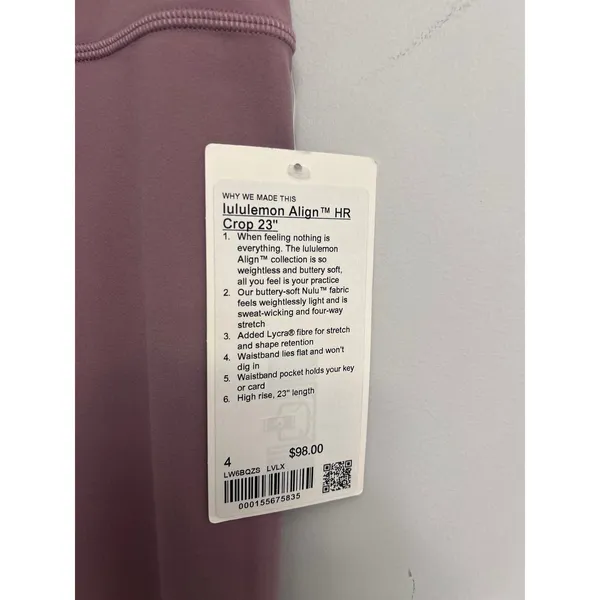NWT Lululemon Align size 4 23” leggings lavander lux Authentic - Image 6