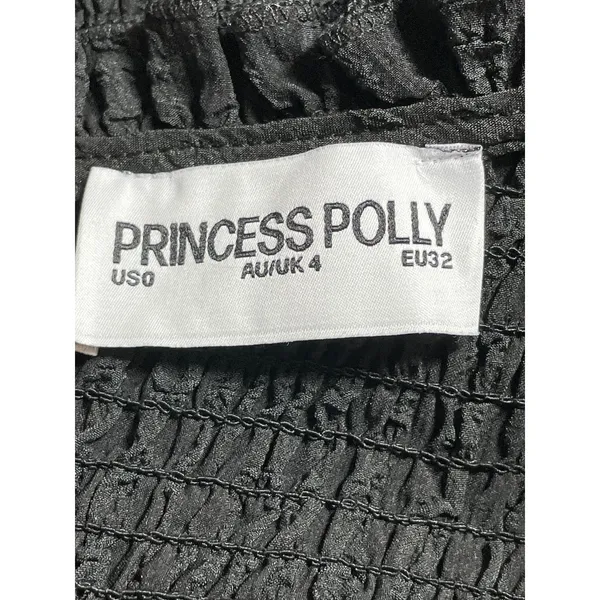 Princess Polly Black Smocked Ruffle Scoop Pleated Short Sleeve Romper Shorts 0 - Image 5