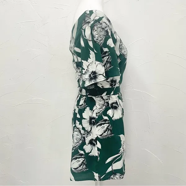Lulus Flawless Moments Green Floral Print One-Shoulder Romper - Image 7