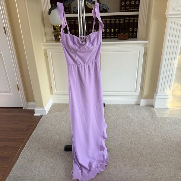Lucky in The Sky Lilac Ruffled Strap Dress - Image 2