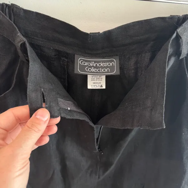 Vintage Carol Anderson Collection Black 100% Linen Maxi Skirt Medium Made in USA - Image 4