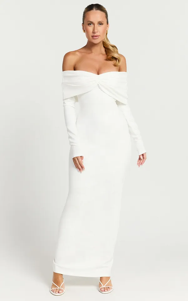 New Showpo Rani Maxi Dress Off Shoulder Bodycon Dress Size Small MSRP $139 - Image 5