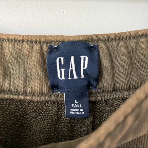 Gap Heavyweight French Terry Barrel Leg Sweatpants Moss Green Wash Large Tall - Image 6