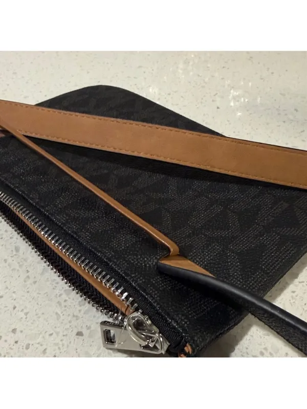 Michael Kors‎ Logo Belt Bag Black Gray Brown Waist Fanny Pack Purse Sz Medium - Image 15