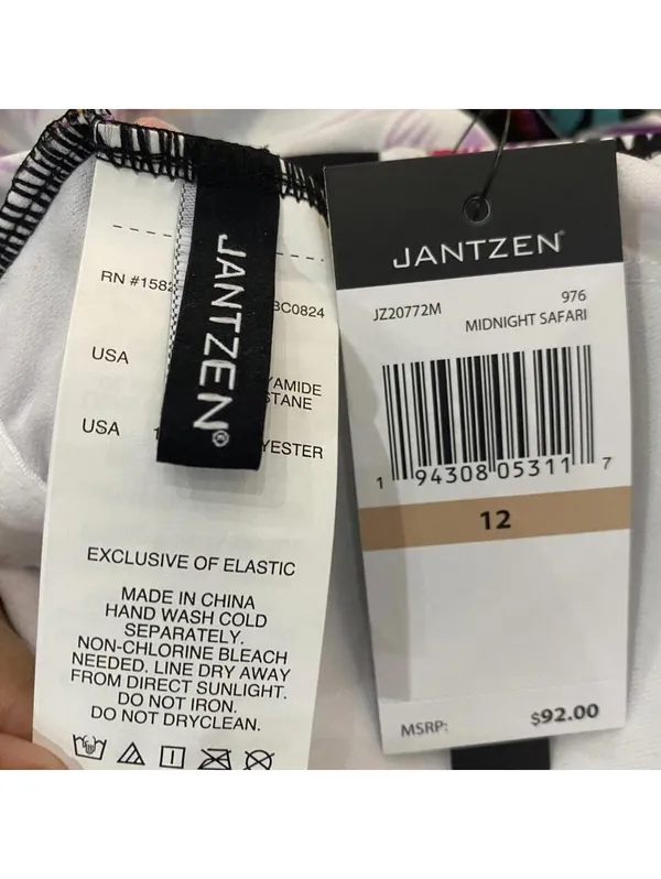 Jantzen Black Floral Ruffle One Piece Swimsuit Size 12 - Image 4