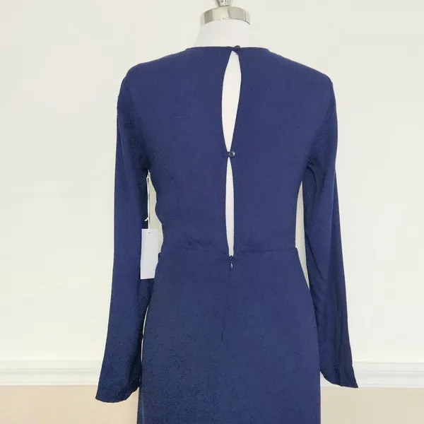 REFORMATION Maurita Danube Navy Blue Wrap Long Sleeve Dress Size 4 NEW - Image 6