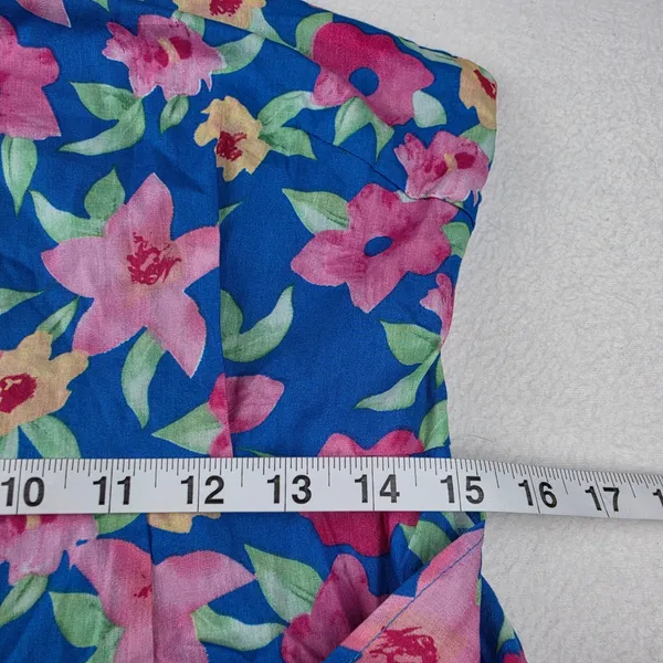 Lulus NWT One Shoulder Floral Mini Dress Blue Pink Yellow EDX1158 Large - Image 8