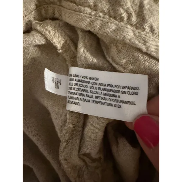 A New Day Tan Linen Blend Pleated‎ Wide Leg Trousers Tan Size 4 High Rise Pants - Image 8