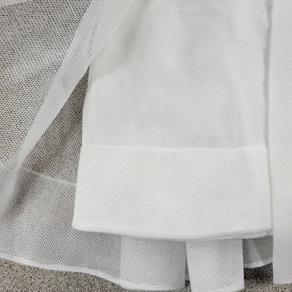 Blithe LA Nylon Mesh Dress Womens S White Sheer Lined V Neck Banded Prom New - Image 12