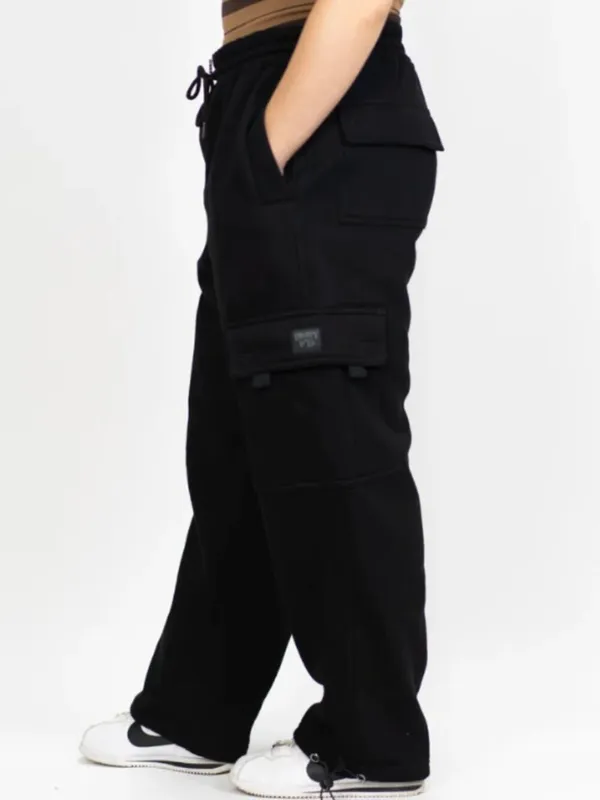 FB County Women's Size Small Heavyweight Baggy‎ Cargo Sweatpants Black Cotton - Image 2