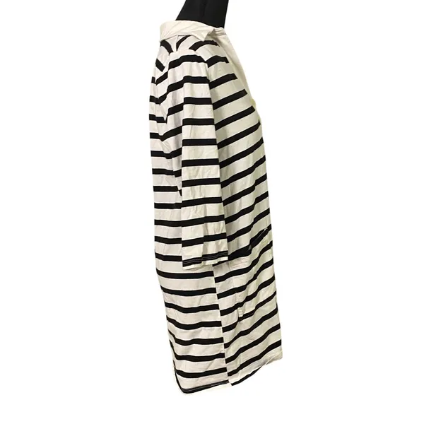 The Nines by HATCH Maternity Dress S Black White Breton Stripe Cotton Polo Prep - Image 3
