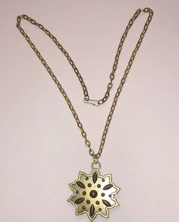 Gold Tone CZ Rhinestone Boho Retro Statement Pendant Necklace - Image 5