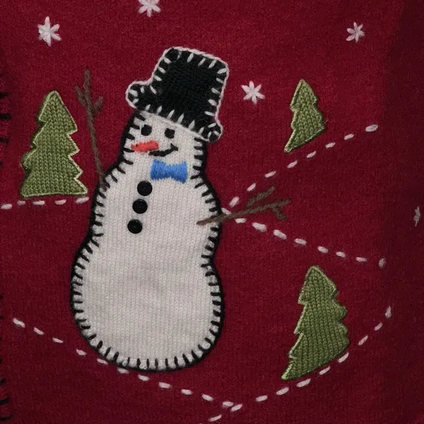 VTG Coldwater Creek Wool Full Zip Vest Size M‎ Snowman Cabincore Ugly Christmas - Image 3