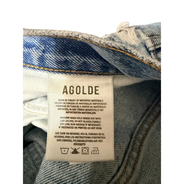 Agolde Dee High Rise Distressed‎ Denim Shorts Light Wash Blue 26 - Image 4