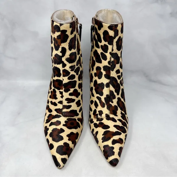 NEW Sophia Webster Rizzo Leopard Calf Hair Pointed Toe Mid Height Ankle Boots 37 - Image 5