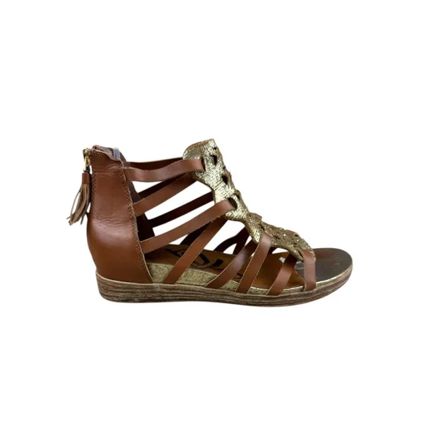 OTBT‎ Bonita Metallic Gladiator Sandals Brown Gold Back Zip Boho Size 7.5 - Image 2