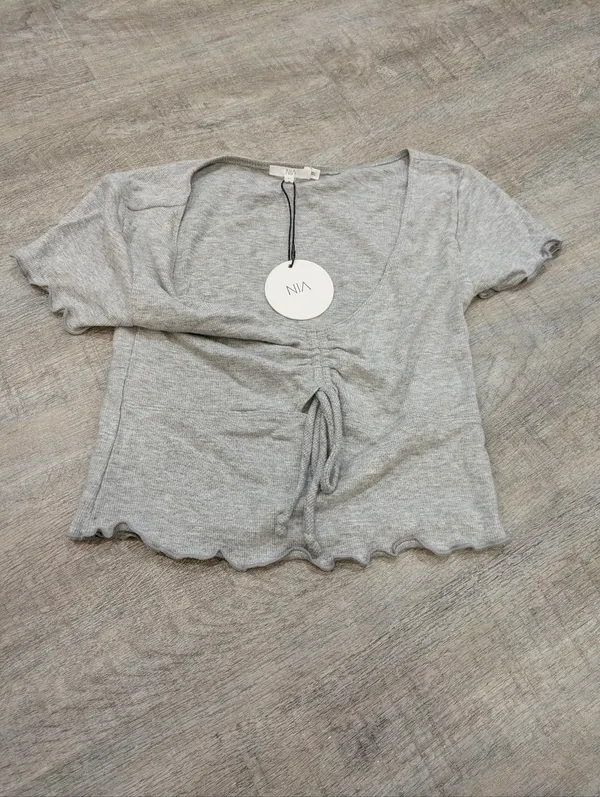 NWT Nia Heather Gray Ribbed Hacci Lounge Tee Size Small - Image 2