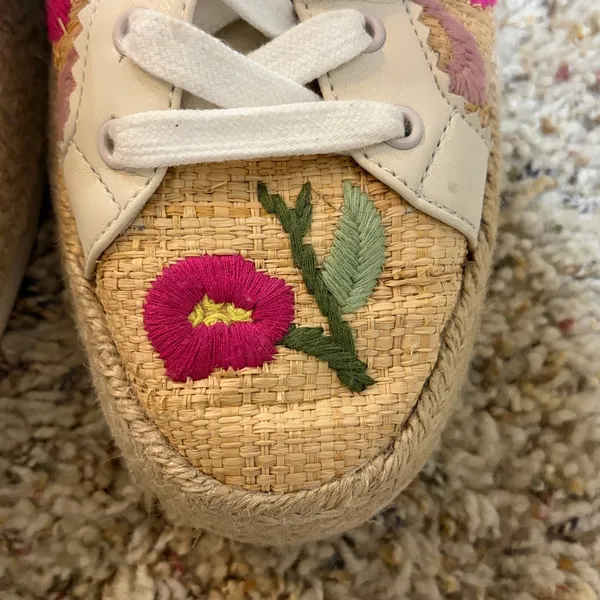 Dolce Vita Azalia Floral Embroidered Woven Raffia Sneakers Size 8.5 - Image 15