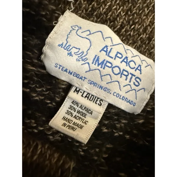 Alpaca Imports Brown Quarter Zip Alpaca Wool Blend Sweater Women's Medium - Image 3