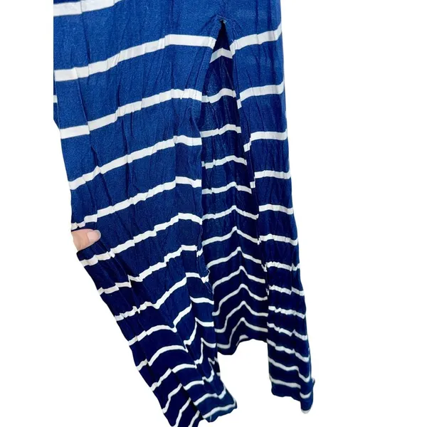 Abercrombie & Fitch Navy Blue White Striped Strapless Maxi Dress Womens Size S - Image 5