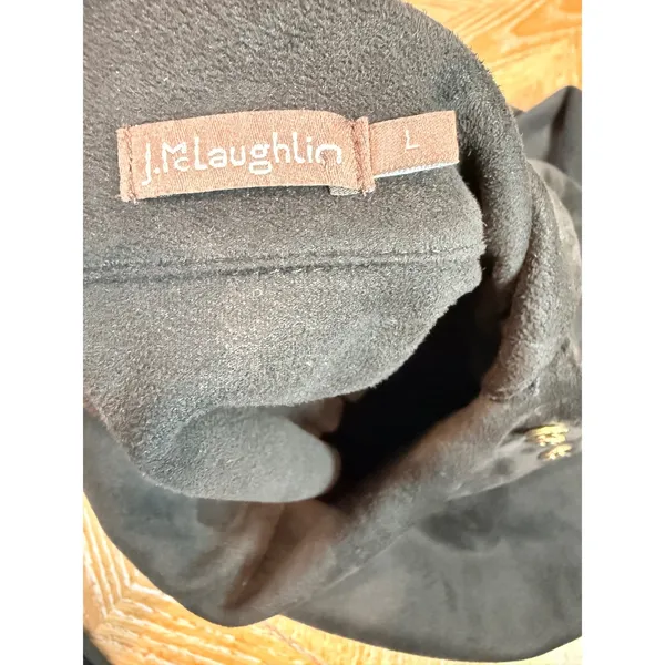 J McLaughlin Clio Faux Suede Top Mock Neck Buttons Black Size Large‎ - Image 5