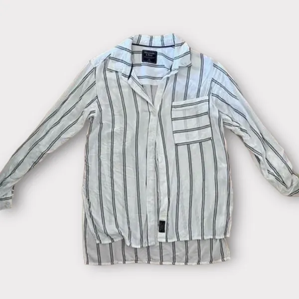 Black and White Striped Abercrombie & Fitch Button Down - Image 2