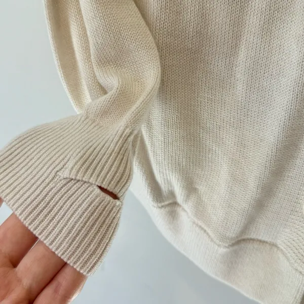 Lululemon Athletica Knit Button Down Cardigan Front & Blouse Back‎ Beige White - Image 8