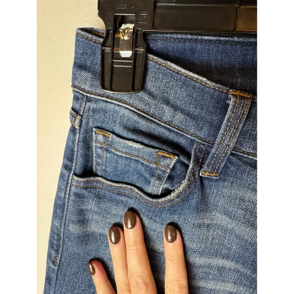 J Brand Jeans Womens 24 Blue Denim Faded Chewed Hem Flare Leg‎ Streetwear Edgy - Image 8