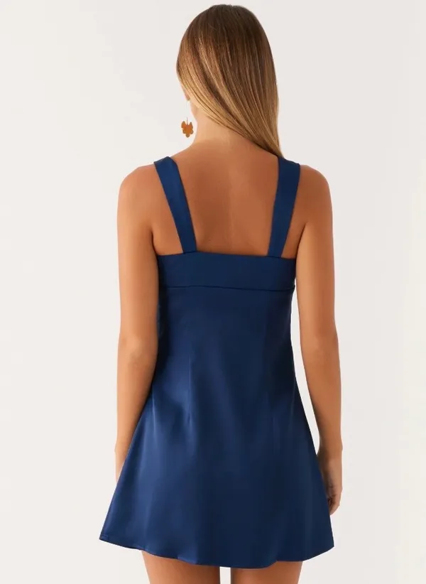 Peppermayo Exclusive - Odette Satin Mini Dress - Navy - Image 3
