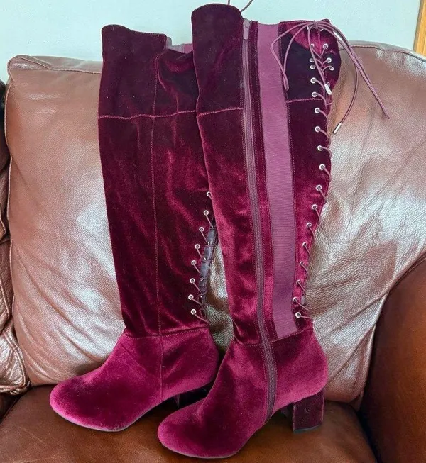 Elegant Burgundy Over-the-Knee Boots - Image 3
