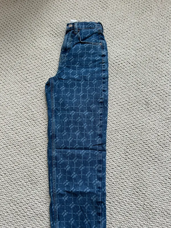 Urban Outfitters Iets Frans Pattern Wide Leg Blue Jeans - Image 2