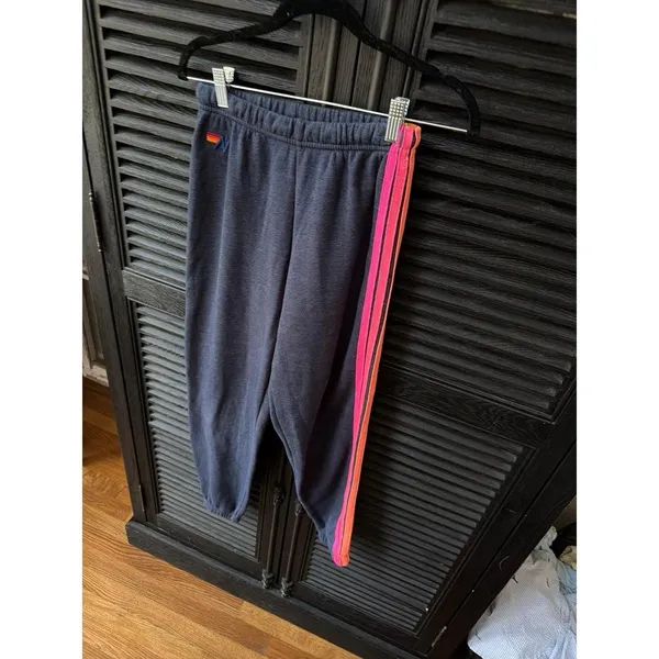 Aviator Nation sweatpants embroidered rainbow logo women's small - Image 2