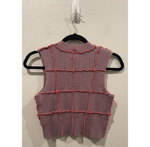 THE RAGGED PRIEST Unfazed Knit Purple Pink Tank Top - Image 4