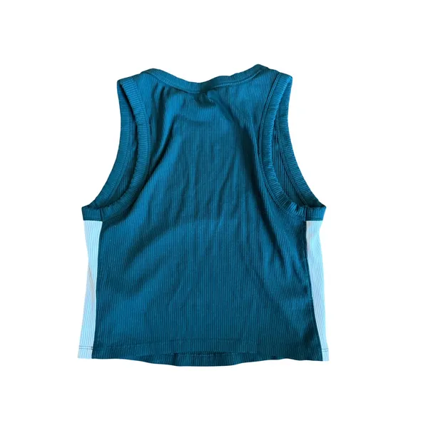 Offline by Aerie Womens Teal Green Ribbed Cropped Tank Top Side Stripe Size M‎ - Image 2